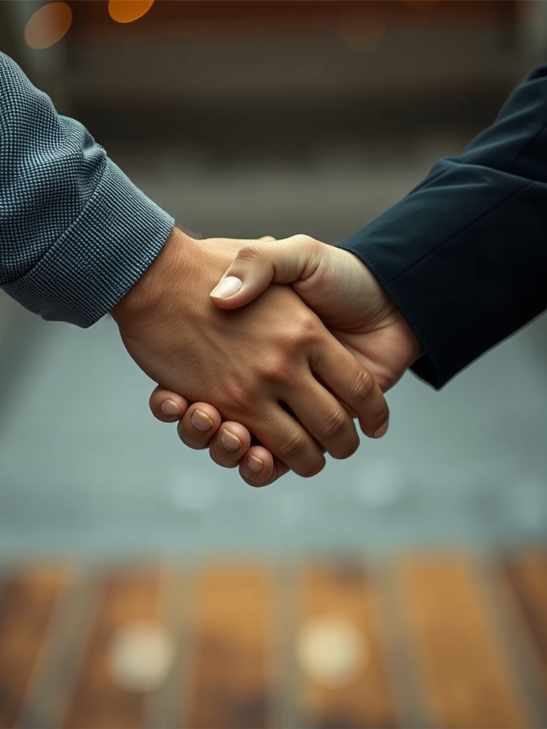 handshake between two hands of different skin tones